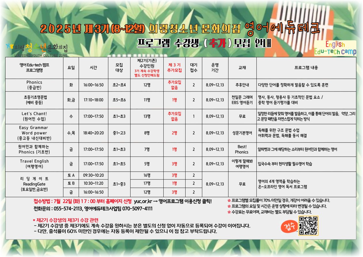 [2025년 제3기] 원어민과 함께하는 파닉스 <초급반> 이미지